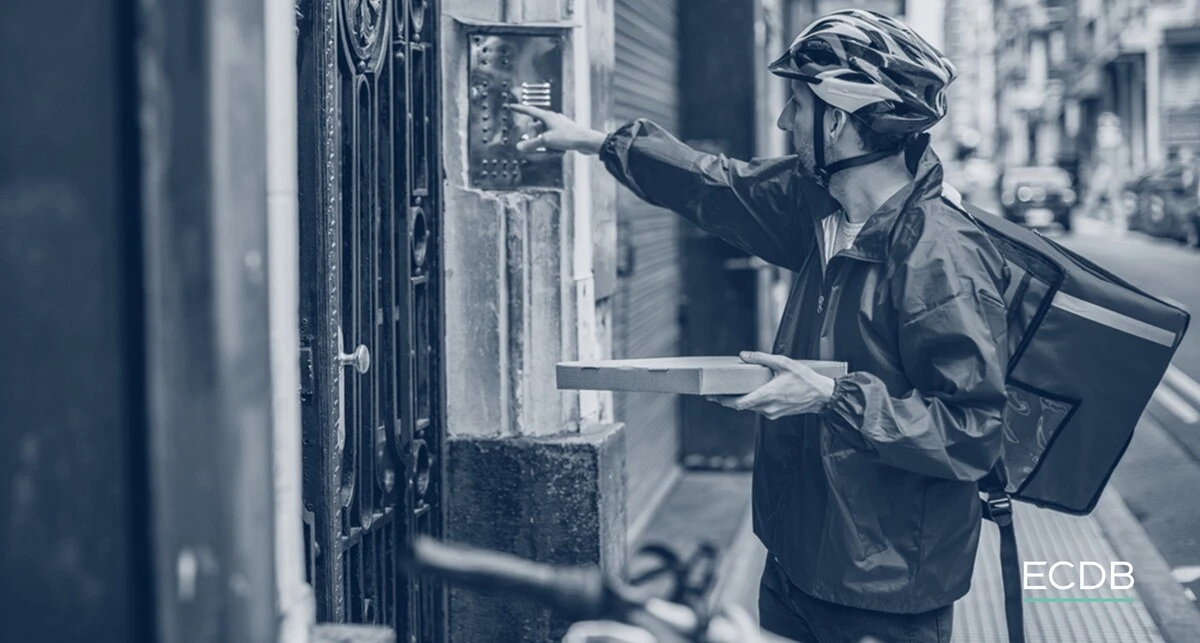 Food Delivery Guy in Front of the Door
